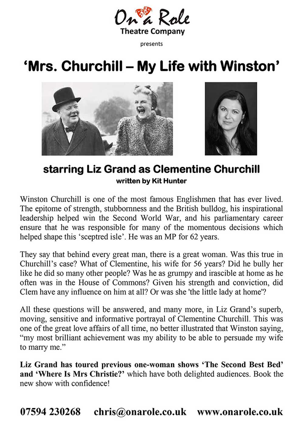 Image of Sarah Thorne Theatre event - Mrs Churchill